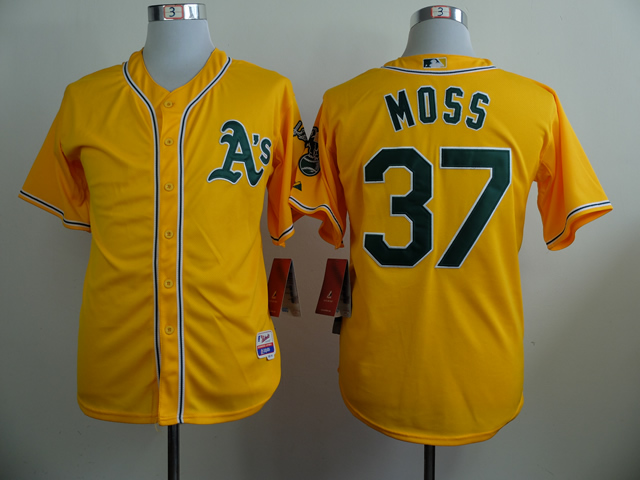 Men Oakland Athletics 37 Moss Yellow MLB Jerseys
